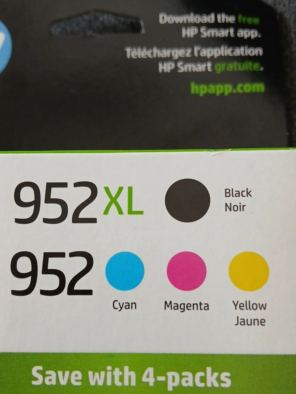 HP 952XL NIB 4 Pack High Yield Ink Cartidges Black 952 Cyan Magenta Yellow